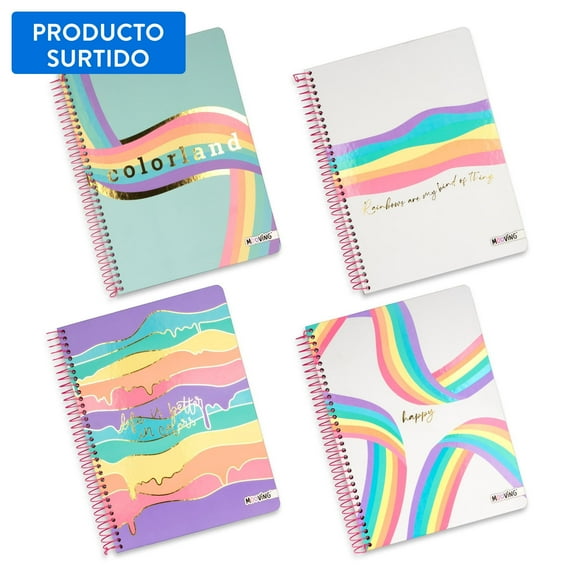 Cuaderno Universitario Golden rainbow  3 materias 80g, producto surtido 1 un