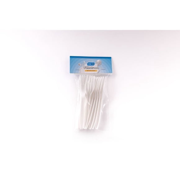 Pack de 10 tenedores plásticos blanco, 1 un