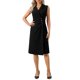thumbnail image 1 of Vestido Envolvente con Cuello de Solapa para Mujer INSPIRE CHIC Sin Mangas Abertura Frontal Diseño Fruncido Lápiz Negro, 1 of 5