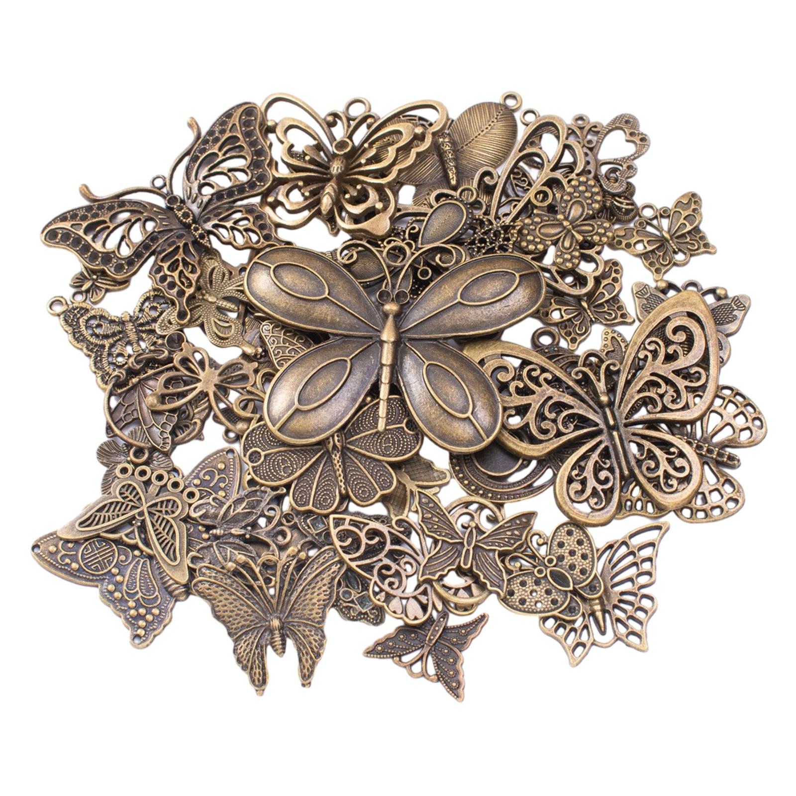 Bothyi - Colgante De Dijes De Mariposa Antiguo Para Decoración De Álbumes De Recortes, Llaveros, Pendientes, Bronce
