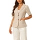 thumbnail image 1 of Blazer de Algodón y Lino de Manga Corta para Mujer INSPIRE CHIC para Uso Casual y de Oficina L Caqui, 1 of 6