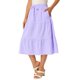 thumbnail image 4 of INSPIRE CHIC Falda de Cuadros para Mujer Regreso a Clases Verano Casual Cintura con Cordón Falda Midi de Línea A con Volantes Cuadros Lila S, 4 of 6