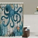 thumbnail image 1 of 1pc Octopus Starfish Bathroom Rugs and Shower Curtain Set with 12 Hooks - Machine Washable Polyester Fabric, Non-Slip, Absorbent Mat, U Shaped Toilet Mat and Toilet Cover - Home Decor Accessories, 1 of 4