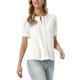thumbnail image 4 of Tops de verano para mujeres con mangas cortas abullonadas, blusa casual elegante con cuello en V, atuendos texturizados 2026 XS blanco, 4 of 6