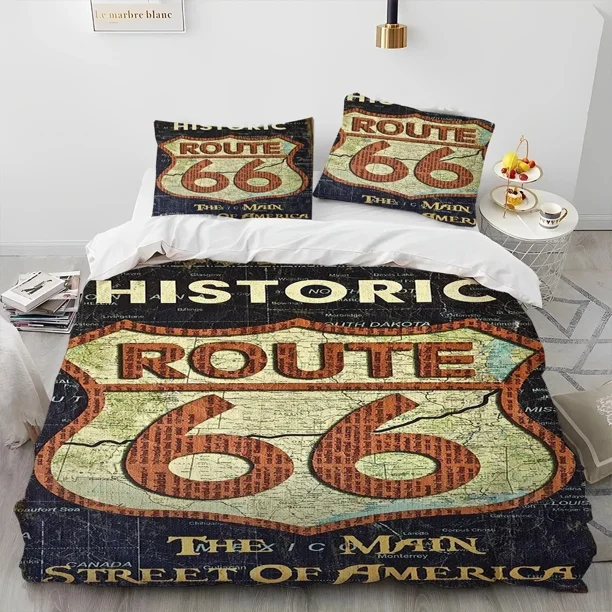Historic Route 66,Mother Road,mãe estrada Comforter Bedding Set,Duvet Cover Bed Set Quilt Pillowcase, Bedding Set Bed Sheets