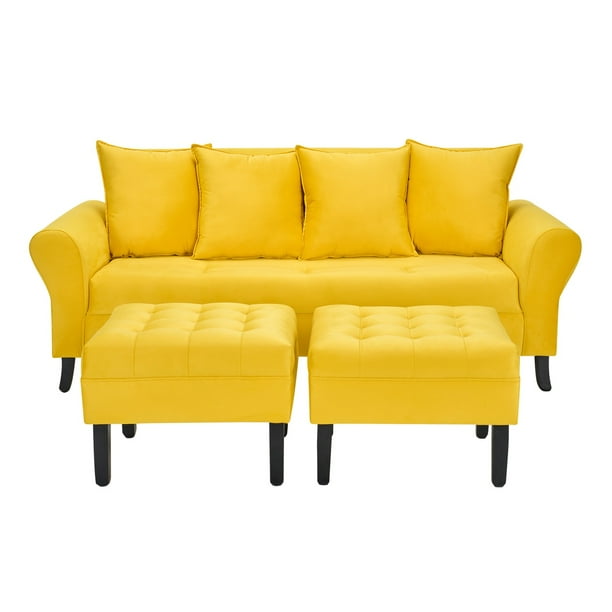Sofa Lua 3c Pouf Felpa 20 Amarillo Lider