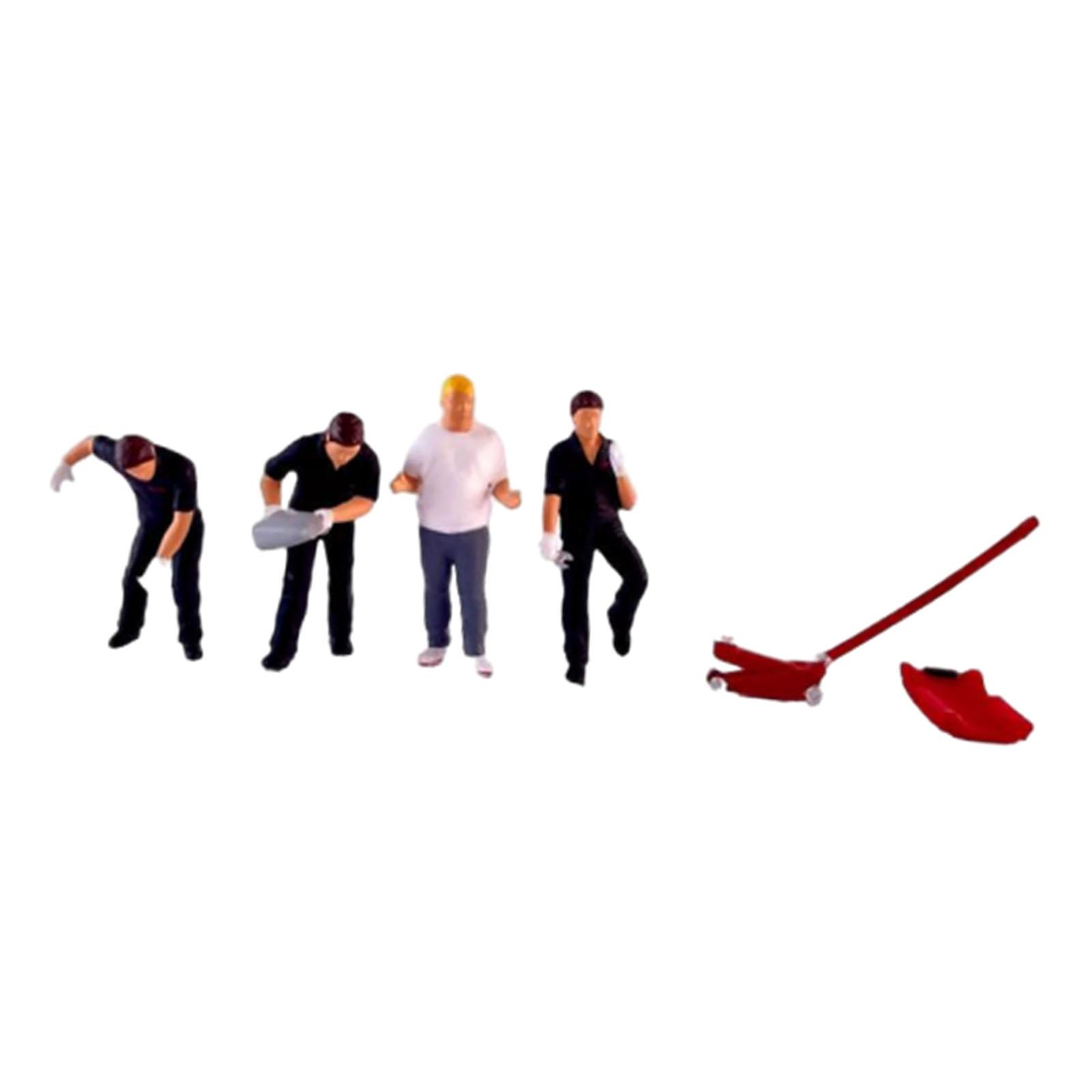 Magideal - 4 Figuras De Diorama En Miniatura De Resina Pintadas Con 2 Herramientas, Modelo Para Casa De Muñecas, Accesorios, Jardín De Hadas, Regalos Para Adulto Negro