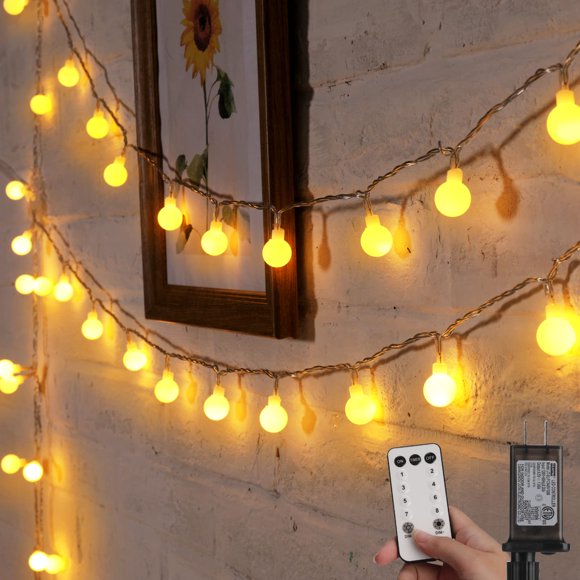 Cadena de luces Minetom Globe, 33 pies, 100 LED, color blanco cálido