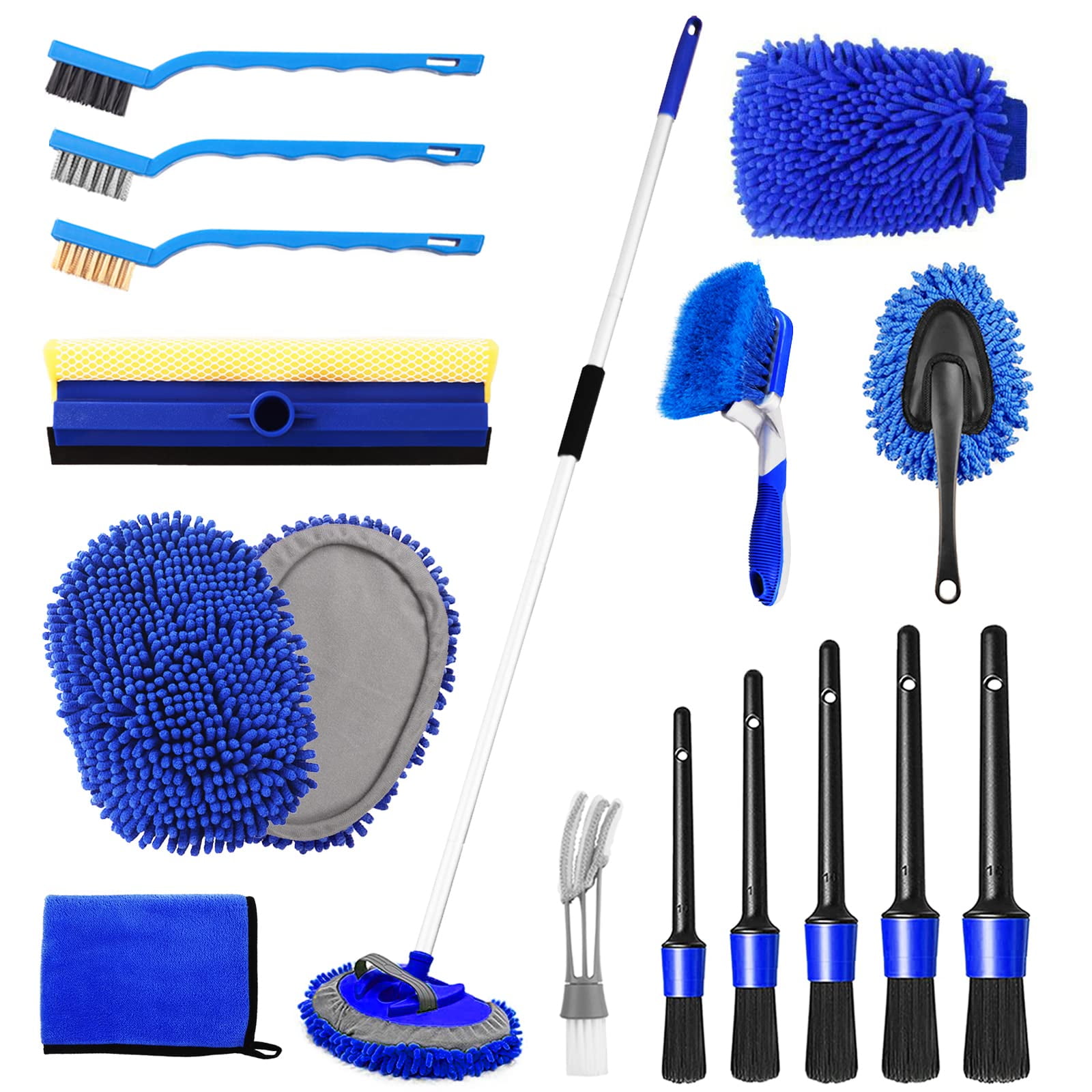 Nikcosmk - Kit De Cepillos Para Lavado De Autos Nikcosmok De 62 Pulgadas Con Cabezal De Chenilla Y Accesorios