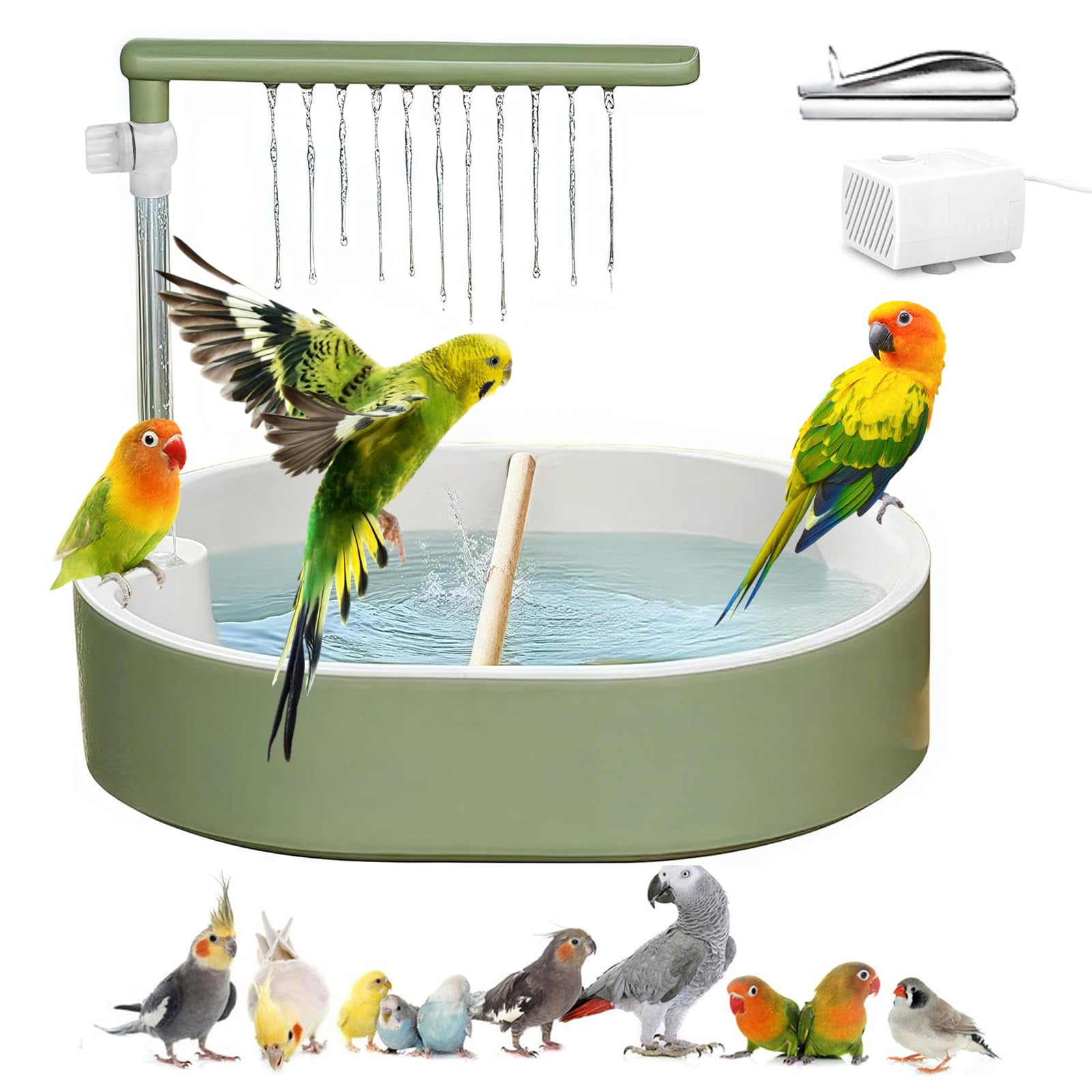 Baño para Pájaros DINTSTYLE Automático con Ducha y Bomba USB Grande