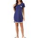 thumbnail image 2 of Vestido de Dormir con Estampado de Corazones para Mujer INSPIRE CHIC Cuello en V Manga Corta con Encaje Azul, 2 of 6
