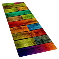 Bothyi - Alfombra De Área Tapetes De Puerta Poliéster Duradero Antideslizante Estilo De Tablones De Madera Para Dormitorio Color Del Arco Iris