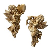 Magideal - 2X Escurturas De Malas De Angel Figura Oficina Colección Del Probajo Del Parte Oro Del Revisión Del Revisión De Cumpleaño Arto De La Mualla De La Casa