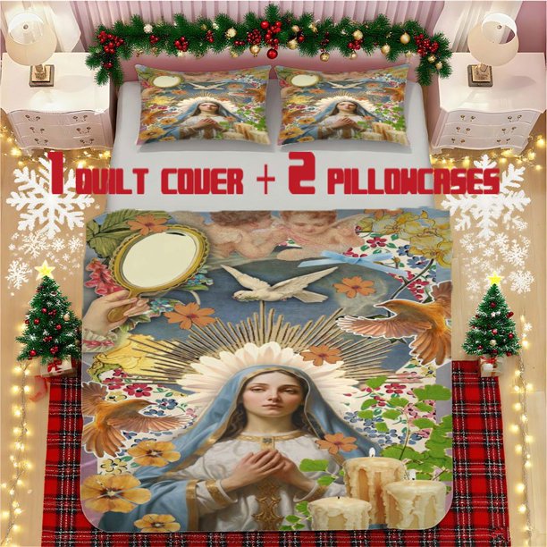 Virgin Mary Soft Printed Bedding Polyester Fabric Decorative & Warm