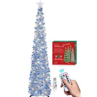 Espumillón Desplegable Hmasyo Para Árbol De Navidad, De 6 Pies, Con 100 Luces Led
