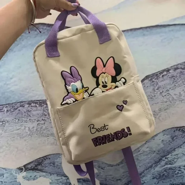 Disney New Minnie Cartoon Printed Lightweight Children's Backpack, Fashionable and Cute Primary School Student Backpack