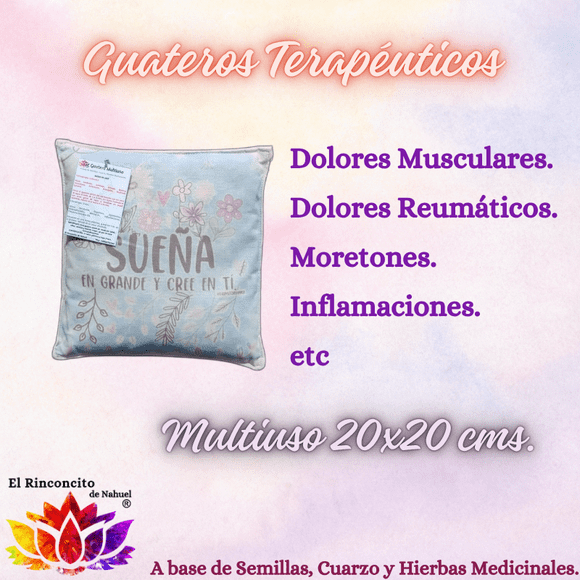 Guatero Multiuso de Semillas, Cuarzo y Hierbas Medicinales.