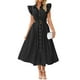thumbnail image 1 of Vestido midi ZESICA 2025, verano, bohemio, botones, cuello en V, manga ondulada, 1 of 3