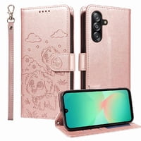 Funda Billetera Foxdock Compatible Con Samsung Galaxy A26 5G, Diseño Perrito Tierno, Ranuras Para Tarjetas Y Soporte Plegable