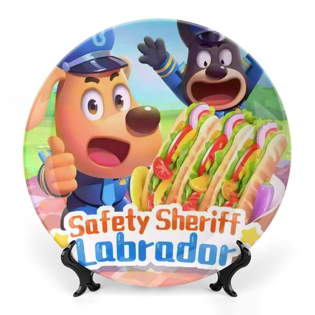 Sheriff Labrado Plato decorativo de porcelana fina (bone china), plato decorativo de cerámica para hogar, oficina, soporte de pared, platos decorativos para dormitorio - 6 pulgadas (15 cm)