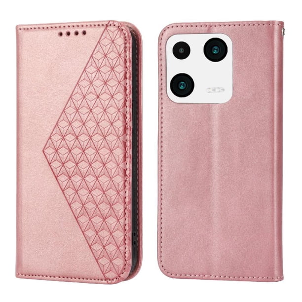 Funda Flip FOXDOCK para Xiaomi 13 , Estilo Billetera con Diseño Rombo, Correa de Mano y Soporte, Uso Diario