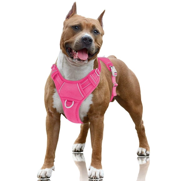 Arnés para perros BARKBAY No Pull Air Mesh Reflectante, Grande, Rosa