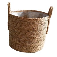 Magideal - Cesta De Flores Maceta Tejida Contenedor De Almacenamiento Cesta De Dulces Rústica Arreglo Floral Decorativo Para Sala De Estar Jardín Balcón Interior 25Cmx20Cm