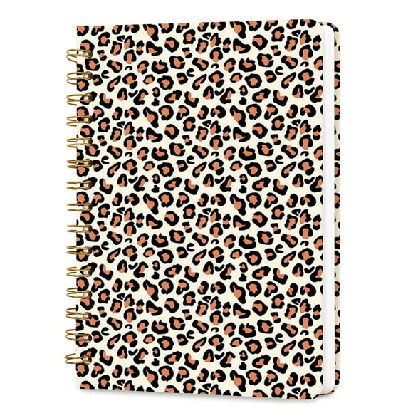 Cuaderno de espiral Hllwxrk A5 160 páginas con estampado de leopardo
