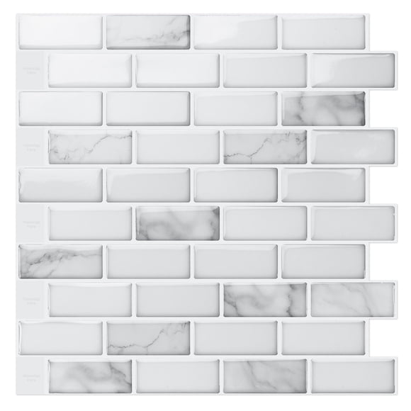 Azulejo Art3d 3D 10 Hojas Mármol Blanco Autoadhesivo 30x30 cm