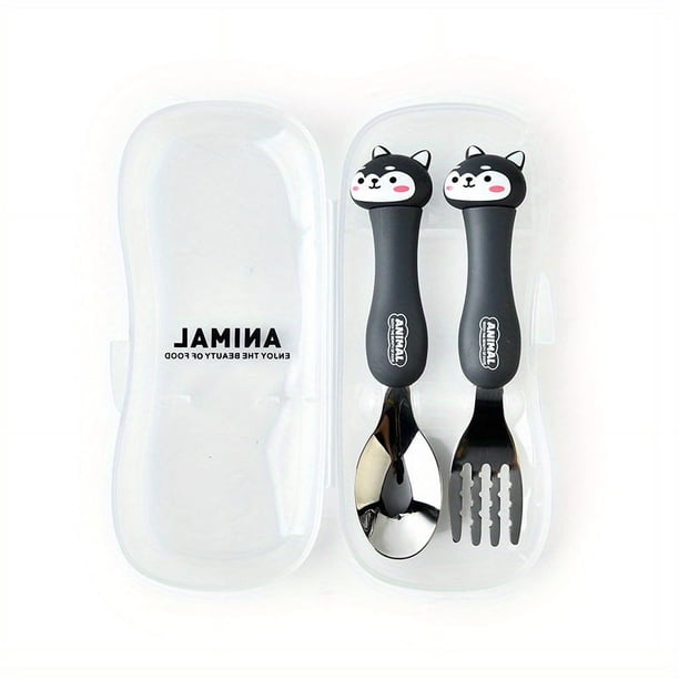1 Set, Tableware, Cartoon Spoon And Fork Set, Dessert Spoon For Children, Fork For Baby, Kitchen Gadgets ,Children's Cutlery For Kids, Cute 304 Stainless Steel Tableware, Kawaii Flatware