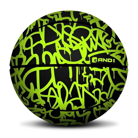 And1 - Balón De Baloncesto De Goma Premium Xcelerate Graffiti Verde Talla 7