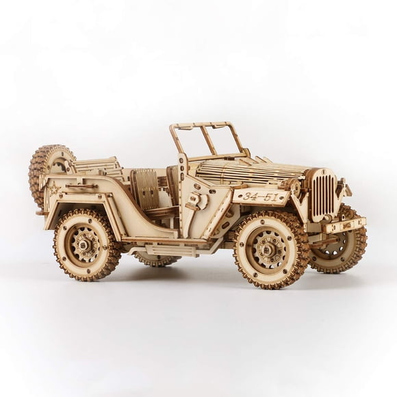 Puzzle de madera ROKR Mechanical Car Modelo Army Field Car