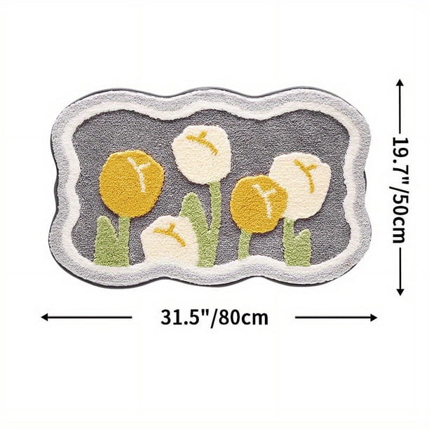 1pc, Absorbent Flower Bath Mat - Non-Slip Indoor Floor Mat for Shower Room, Toilet, and Home Decor