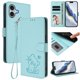 thumbnail image 2 of Funda Billetera con Relieve de Gato para iPhone 16 Plus, Verde Claro, 2 of 6