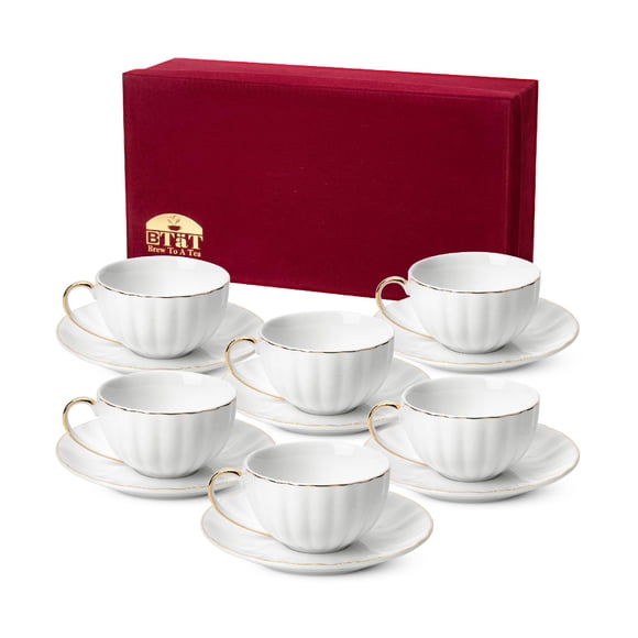 Juego de tazas de café Brew To A Tea 200 ml blanco y dorado de 6 piezas
