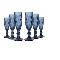 Mc Group - Copa De Vino Para Espumante De Vidrio – Set De 6 Unidades Color Azul