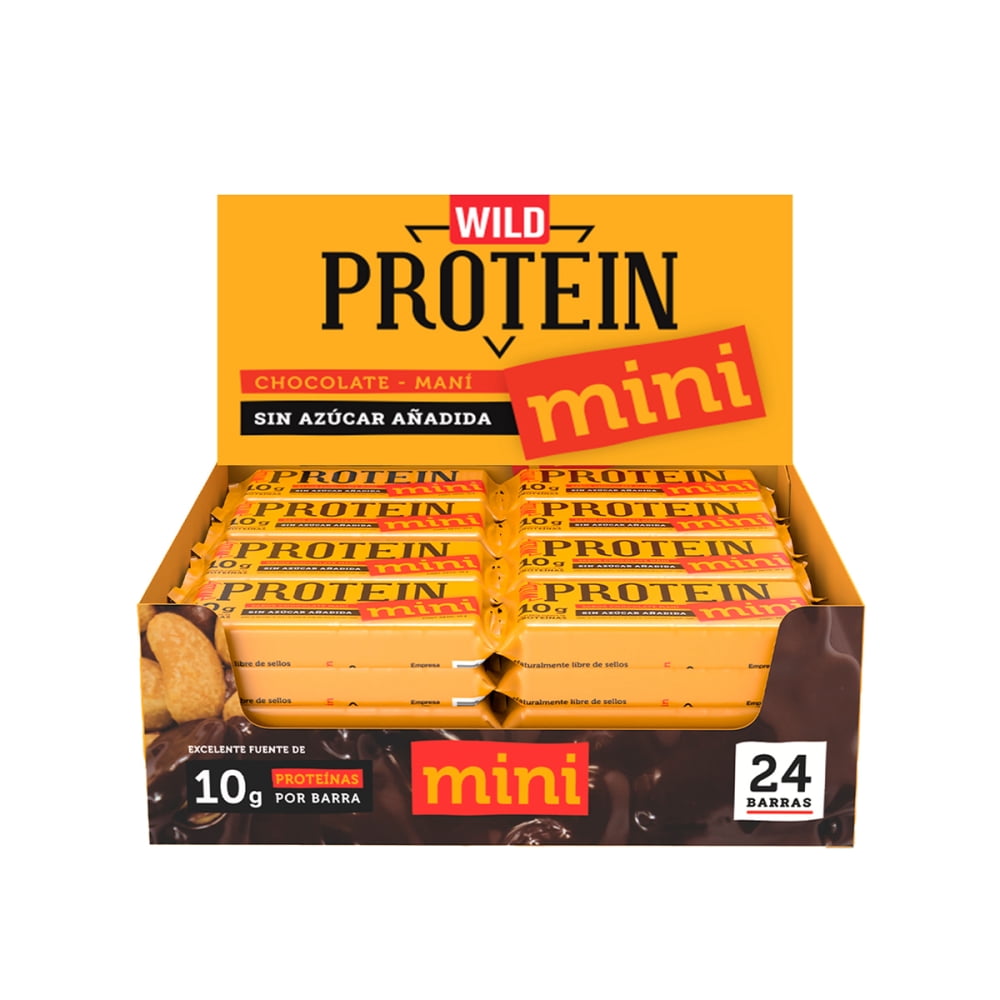 Wild - Mini Barra Protein Chocolate Maní 24 Unidades