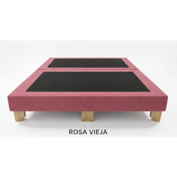 Base cama 2 plazas, dividida, color palo rosa