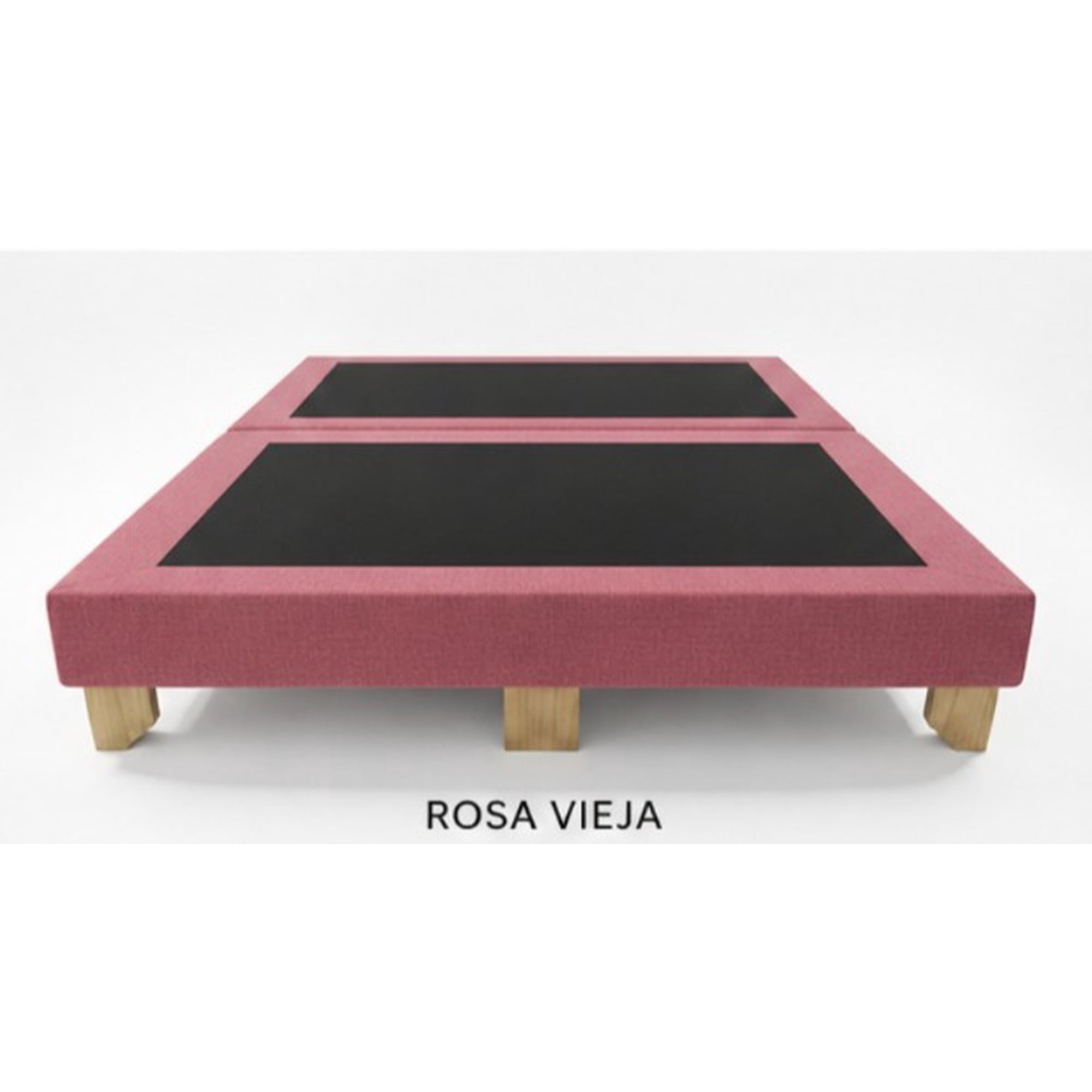 Rous Muebles - Base Cama 2 Plazas, Dividida, Color Palo Rosa