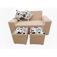 Vitelio - Sofa Roma 2 Cuerpos Color Beige + 2 Puff