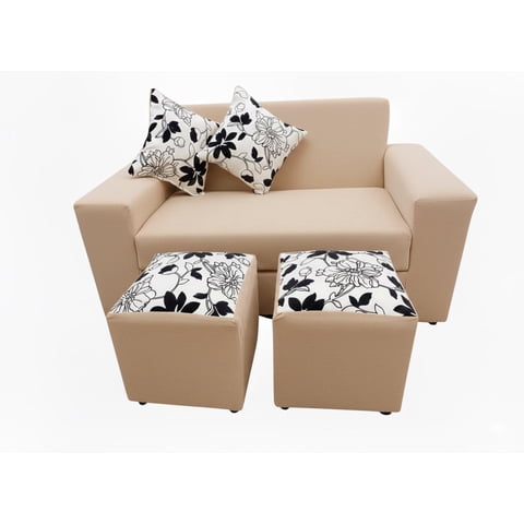 Vitelio - Sofa Roma 2 Cuerpos Color Beige + 2 Puff
