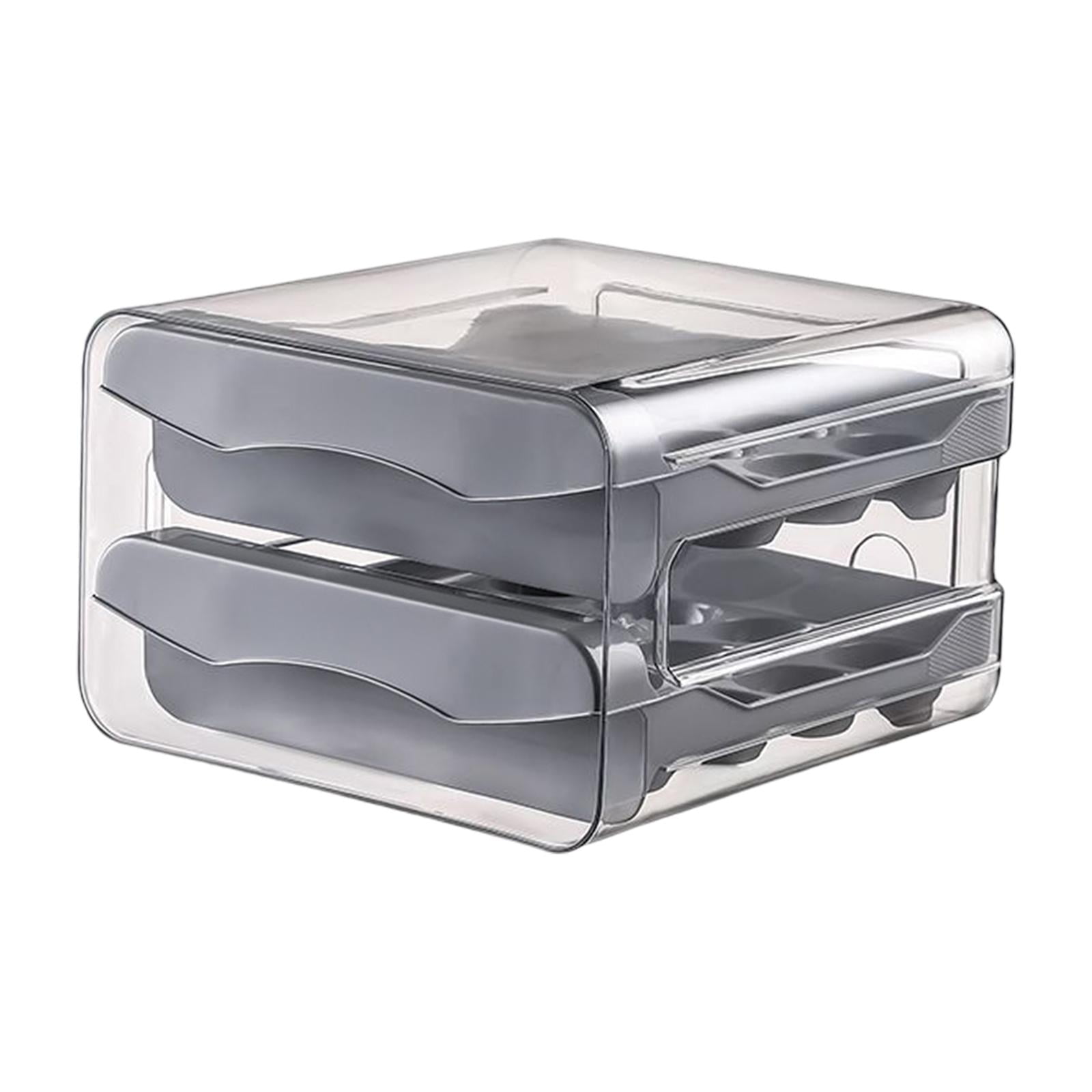 Bothyi - Cocina Frigorífico Huevera 32 Rejilla Doble Capa Tipo Cajón Apilable Gris