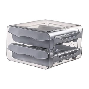 Bothyi - Cocina Frigorífico Huevera 32 Rejilla Doble Capa Tipo Cajón Apilable Gris