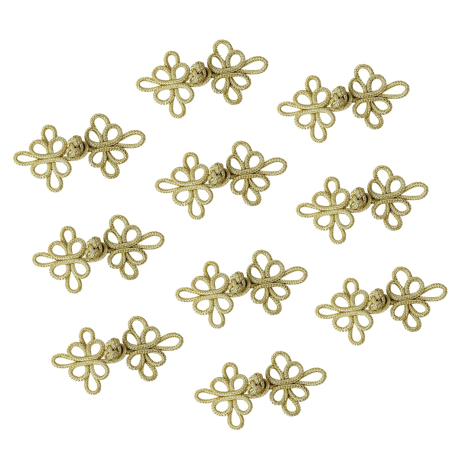 Magideal - 10pcs Nudos Chinos Botones De Rana Sujetadores De Costura, Bricolaje De Cierre De Diseño Vintage Para Ropa, Vestimenta De Trajes De Vestir De Vestir Oro