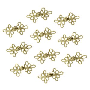 Magideal - 10Pcs Nudos Chinos Botones De Rana Sujetadores De Costura, Bricolaje De Cierre De Diseño Vintage Para Ropa, Vestimenta De Trajes De Vestir De Vestir Oro