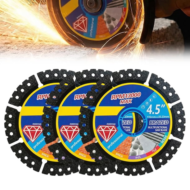 Discos sierra diamante 115mm multiusos 3 pack resistencia amoladora angular uso húmedo seco