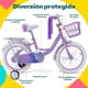 thumbnail image 5 of Bicicleta Infantil Morada Niña Rodada 16 Con Canasta Color Morado Tamaño Del Cuadro S, 5 of 9