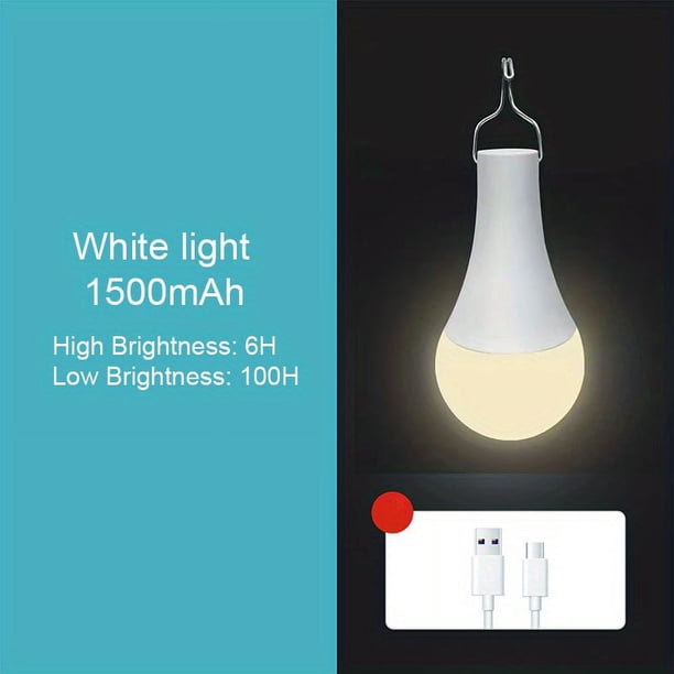 1pc Rechargeable Emergency LED Light Bulb With USB Charging, Camp Lamp,LED Bulbs Tent Light No Flicker With Hook For Outdoor, Fishing Hiking