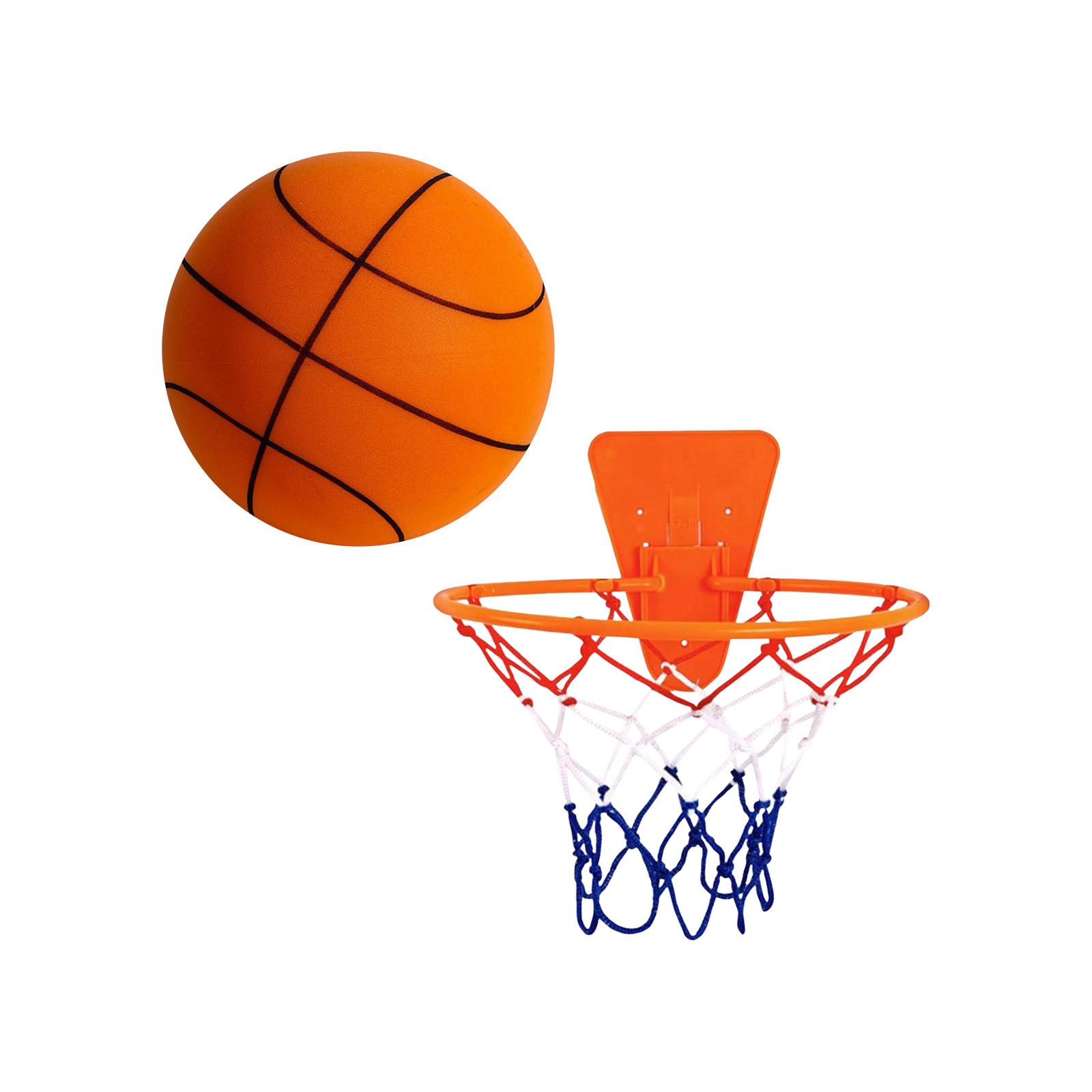 Ioensy - Baloncesto Silencioso Con Aro Portátil Sin Ruido Niños Adultos Pelota Silencio Juguete Naranja Tamaño 5