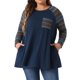 thumbnail image 1 of Agnes Orinda Conjuntos de Halloween Túnicas de Talla Grande para Mujeres Escuela Universidad Manga Larga Raglán Bloque de Color Camisetas de Punto con Bolsillos 3X Azul Marino, 1 of 6